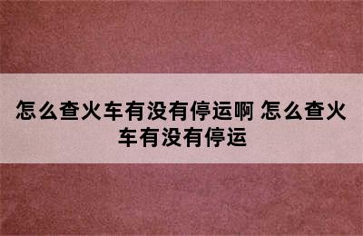 怎么查火车有没有停运啊 怎么查火车有没有停运